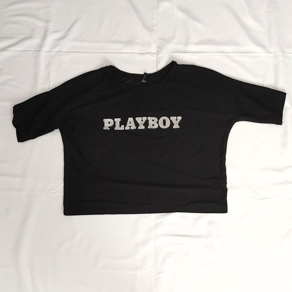 theonzie plaboy crop top jersey style one size fits all new without tags